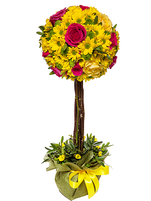 картинка, фото Флористическое дерево из хризантемы и роз от MarketFlowers.ru