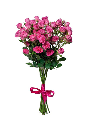 Ярко-розовые кустовые розы (от 9 до 101 шт.)
